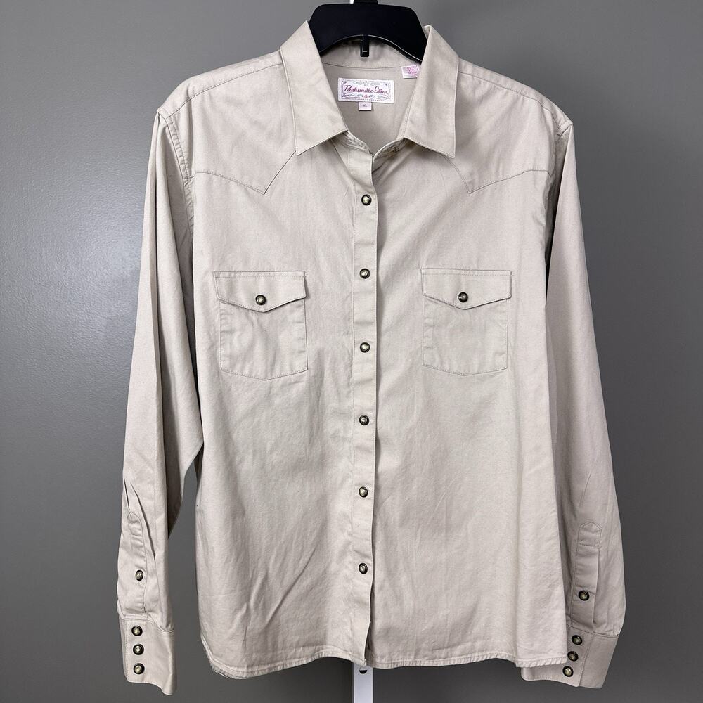 Vintage Panhandle Slim Women's XL Pearl Snap Western Shirt 100% Cotton Cowgirl